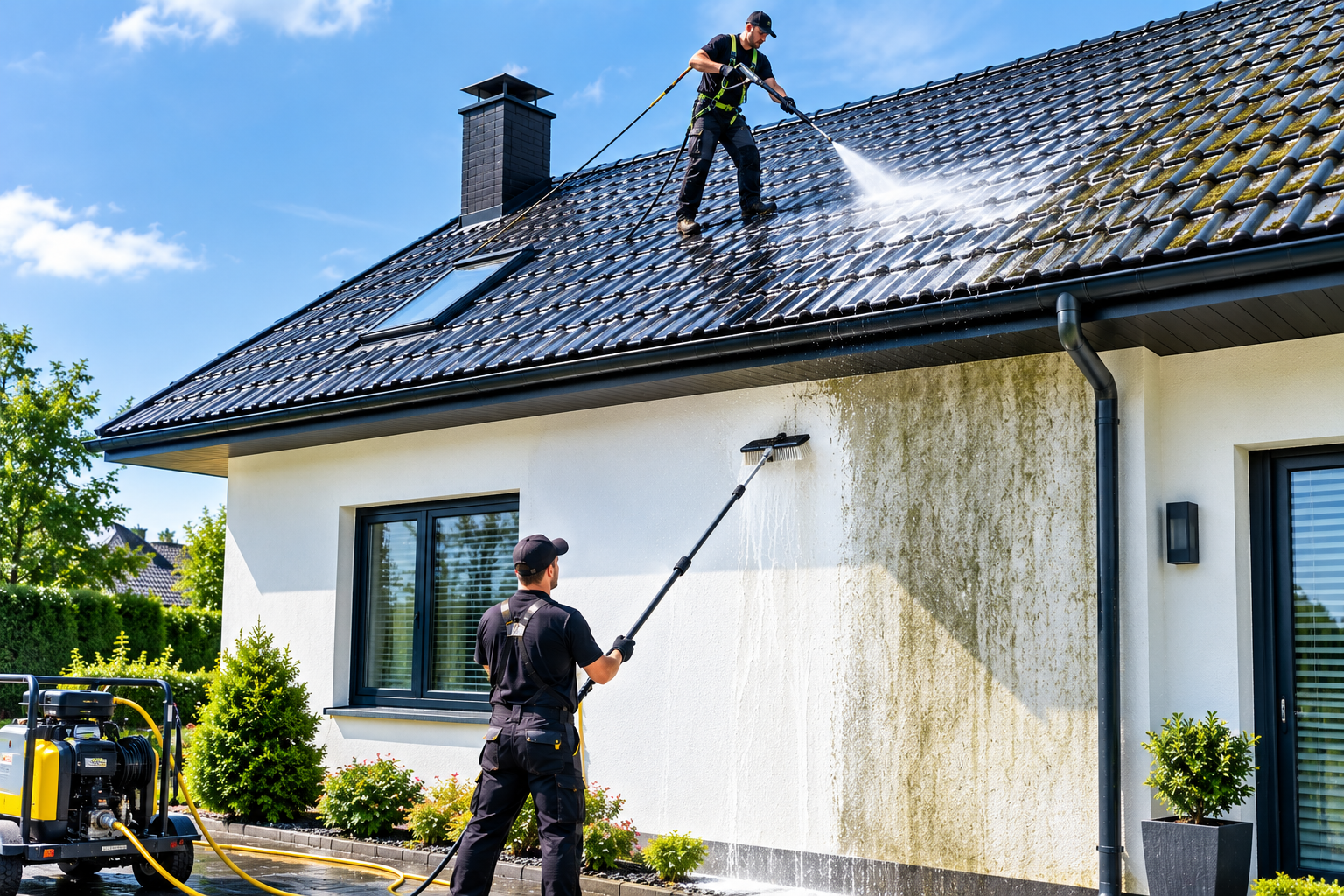 Profesionální čistění fasád a střech